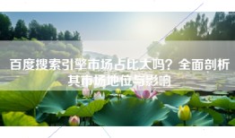 百度搜索引擎市场占比大吗？全面剖析其市场地位与影响