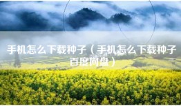 手机怎么下载种子（手机怎么下载种子百度网盘）
