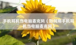 手机耳机当电脑麦克风（如何用手机耳机当电脑麦克风）