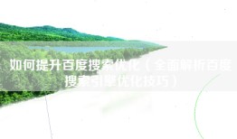 如何提升百度搜索优化（全面解析百度搜索引擎优化技巧）