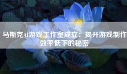 马斯克AI游戏工作室成立：揭开游戏制作效率低下的秘密