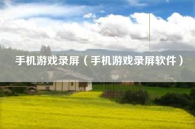 手机游戏录屏（手机游戏录屏软件）