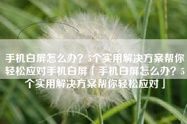 手机白屏怎么办？5个实用解决方案帮你轻松应对手机白屏「手机白屏怎么办？5个实用解决方案帮你轻松应对」