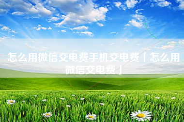 怎么用微信交电费手机交电费「怎么用微信交电费」