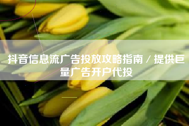 抖音信息流广告投放攻略指南／提供巨量广告开户代投