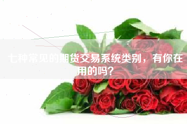 七种常见的期货交易系统类别，有你在用的吗？